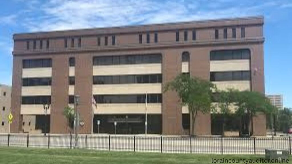 Lorain County Auditor parcel search office building with accessible entrance providing property record services and tax assessment information
