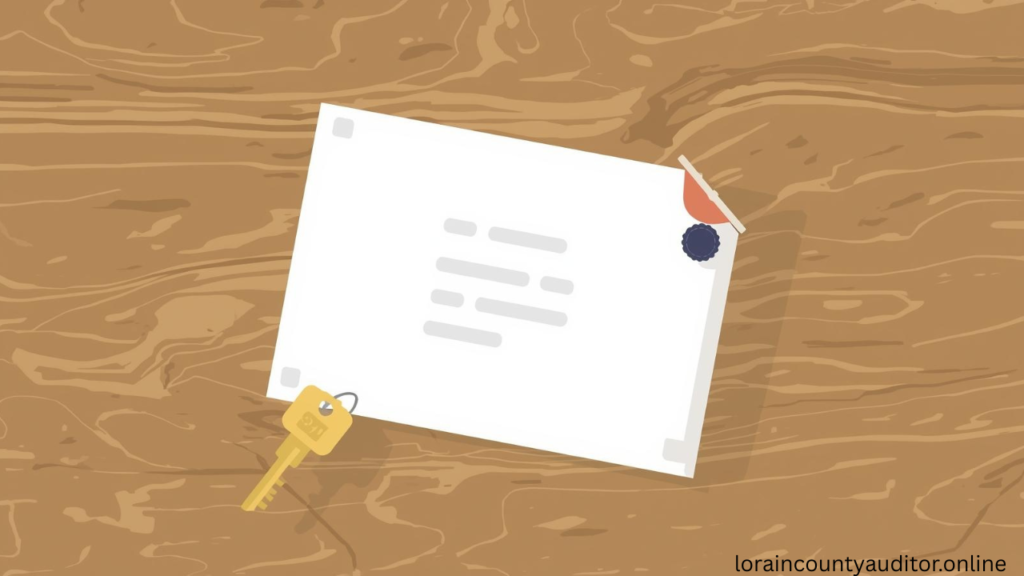 "Official deed document with house keys representing completed Lorain County Auditor Land Transfer and successful property ownership transfer"