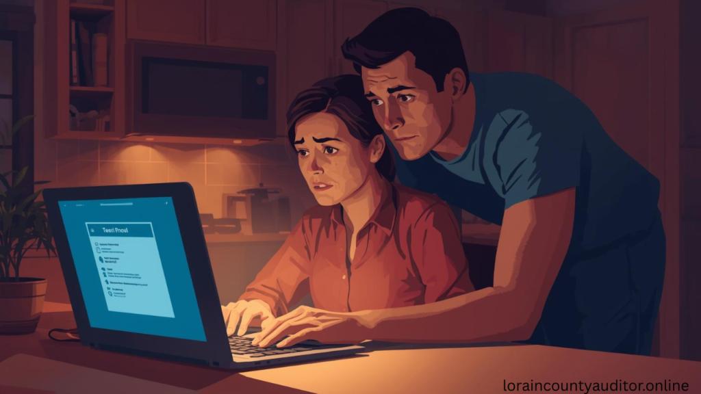 "Family using Lorain County Inmate Search on computer to locate loved one and find custody information"