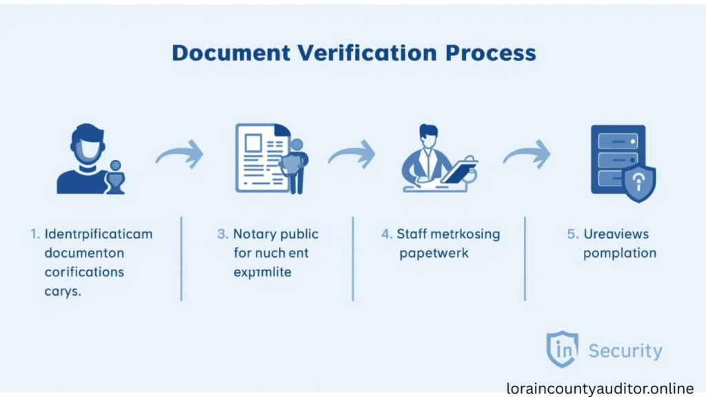 "Lorain County Auditor Security For Houses document verification process protecting property records through multiple security checkpoints"